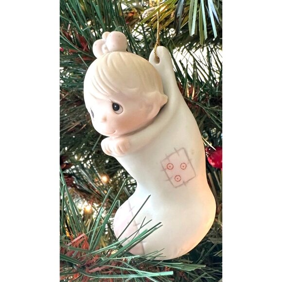 Vtg 1982 Precious Moments Babys First Christmas Ornament Enesco Birthday Club - Picture 1 of 12